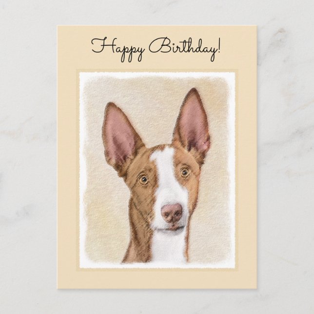 Ibizan Hound Painting - Cute Original Hund Art Vykort (Framsida)
