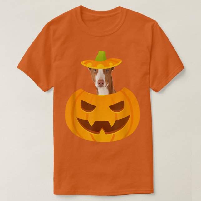 Ibizan Hound Peeking ut ur JackoLantern T Shirt (Design framsida)