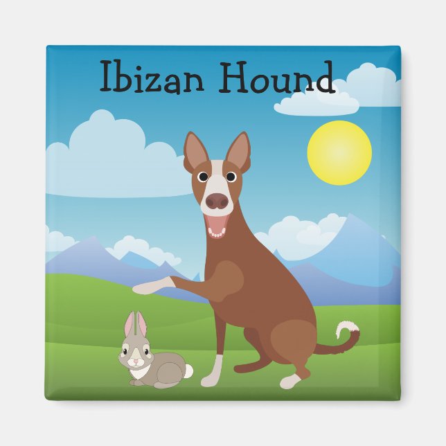 Ibizan Hound Podenco Bunny Kärlek Magnet (Framsidan)