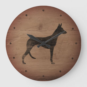 Ibizan Hound Silhouette Rustic Stil Stor Klocka