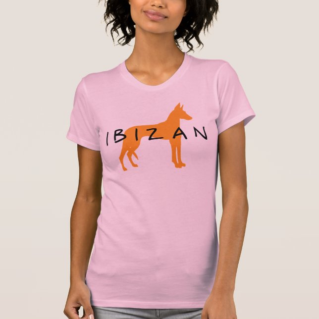 Ibizan hund (guld med text) tröja (Framsida)