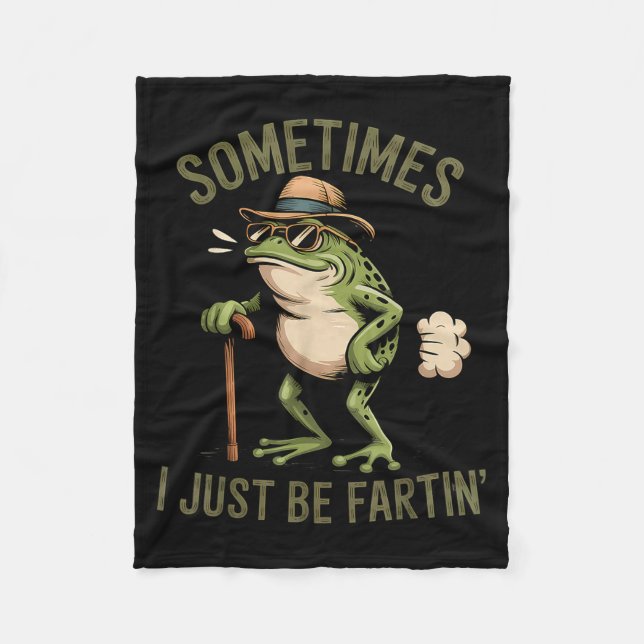 Ibland är jag bara skitfunny groda prutar  fleecefilt (Framsidan)