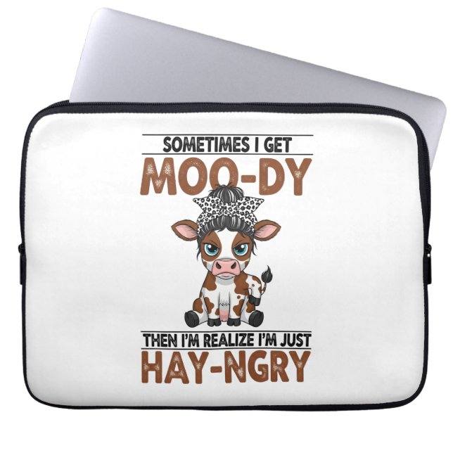 Ibland får jag Moo-dy Hay-nnågonstans Cow Laptop Fodral (Framsidan)
