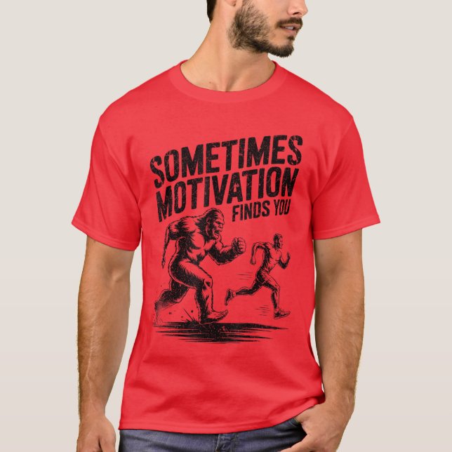 Ibland hittar motivation dig Rolrig löpning Vinta T Shirt (Framsida)