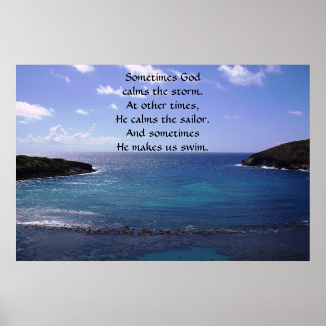 Ibland Poster Gud lugnar stormen (Framsidan)