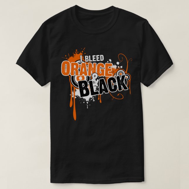 IBleedOrangeandBlackPulloverHoodie T Shirt (Design framsida)