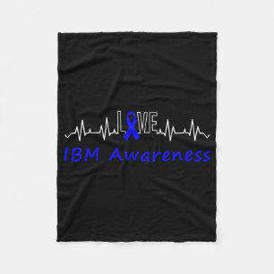 Ibm Awareness Blue Ribbon Kärlek Heartslag Support Fleecefilt