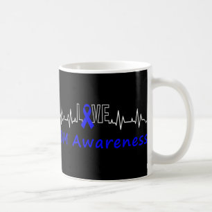 Ibm Awareness Blue Ribbon Kärlek Heartslag Support Kaffemugg
