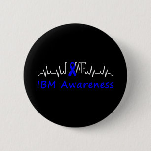 Ibm Awareness Blue Ribbon Kärlek Heartslag Support Knapp