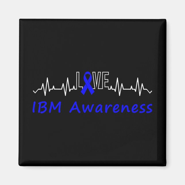 Ibm Awareness Blue Ribbon Kärlek Heartslag Support Magnet (Framsidan)