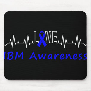 Ibm Awareness Blue Ribbon Kärlek Heartslag Support Musmatta