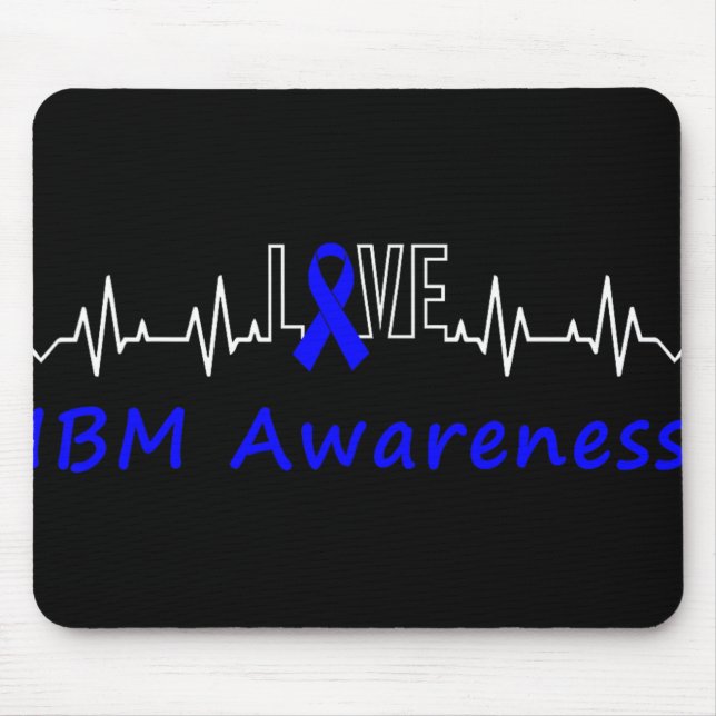 Ibm Awareness Blue Ribbon Kärlek Heartslag Support Musmatta (Framsidan)