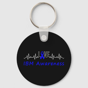 Ibm Awareness Blue Ribbon Kärlek Heartslag Support Nyckelring