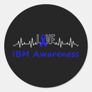 Ibm Awareness Blue Ribbon Kärlek Heartslag Support Runt Klistermärke