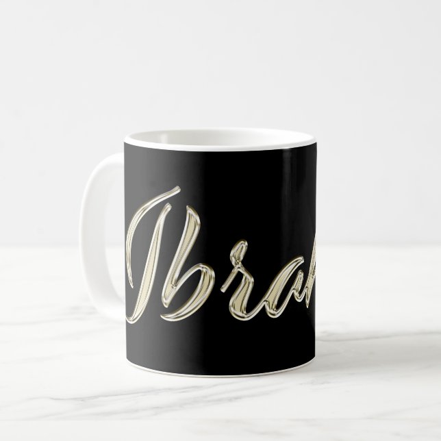 Ibrahim Name whitegold Tasse Teetasse Kaffeetasse Kaffemugg (Framsida vänster)