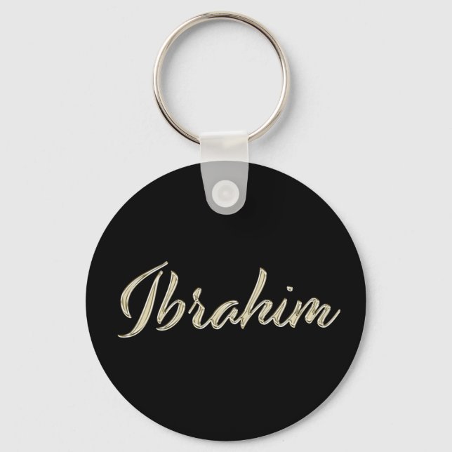 Ibrahim Namn whitegold Button Schlüsselanhänger Nyckelring (Framsida)