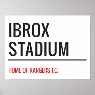 Ibrox Stadium Street-tecken Poster