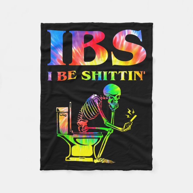 Ibs I Be Tin' Funny Skeleton Tie Dye  Fleecefilt (Framsidan)