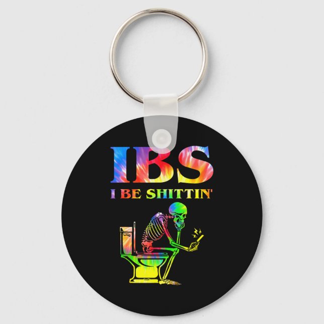 Ibs I Be Tin' Funny Skeleton Tie Dye  Nyckelring (Framsida)