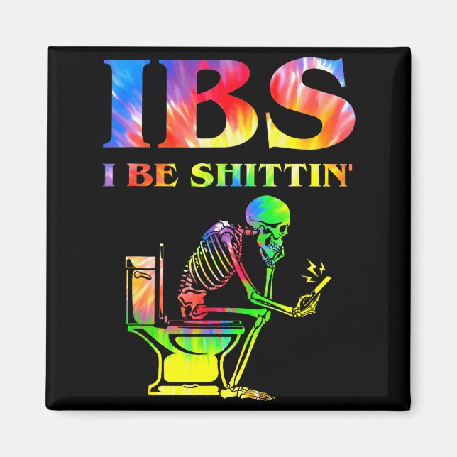 Ibs jag är rolig skelett Tie Dye  Magnet (Framsidan)
