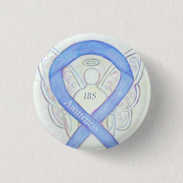 IBS-medvetenhet Ribbon Periwinkle Guardian Angel P Knapp (Framsida)
