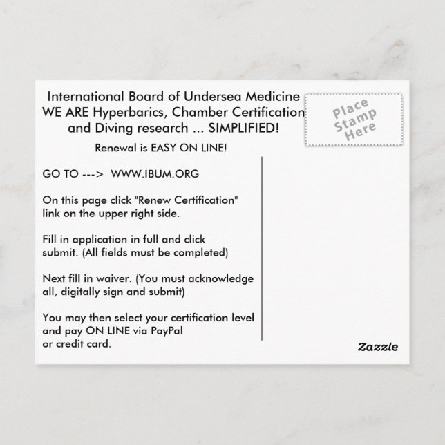 IBUM-förnyelsekort Vykort (Baksida)