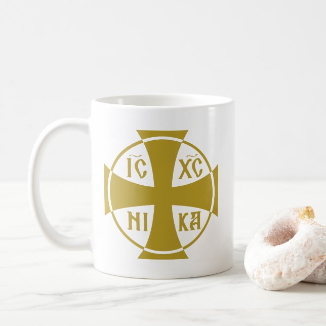 IC XC NIKA Christogram Jesus Kristus Conquers Kaffemugg (Med munk)