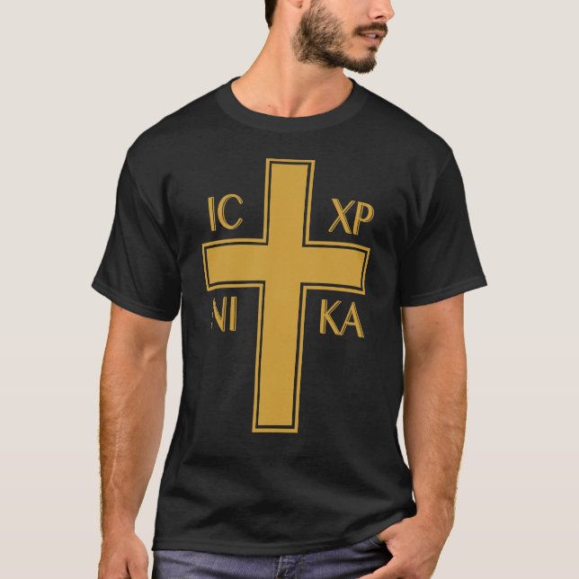 IC XC NIKA Grekiska kristna ortodoxa Christogram T Shirt (Framsida)
