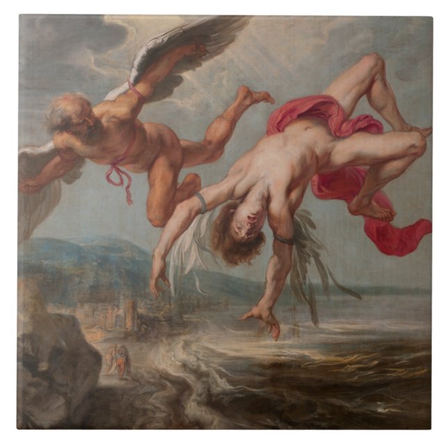 Icarus fall (av Jacob Peter Gowy) Kakelplatta (Framsidan)