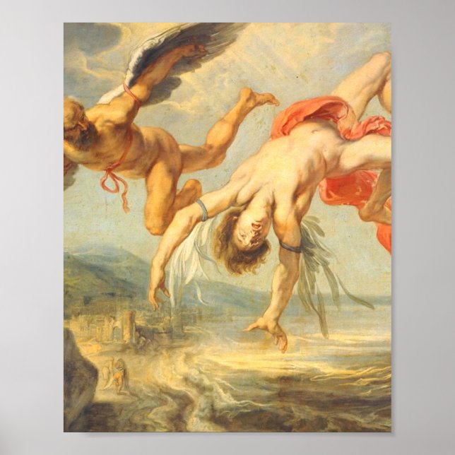 Icarus fall av Jacob Peter Gowy Poster (Framsidan)