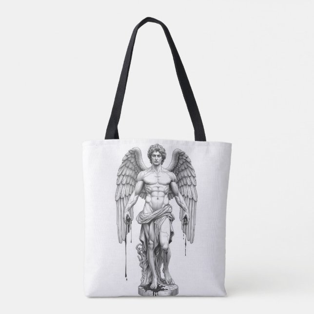 Icarus Greek Myth Line Art Tote Bag Tygkasse (Baksida)