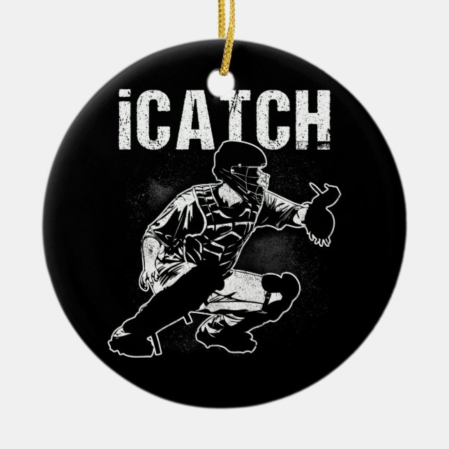 iCatch Baseball Player Catcher Catcher Team Spor Julgransprydnad Keramik (Framsidan)
