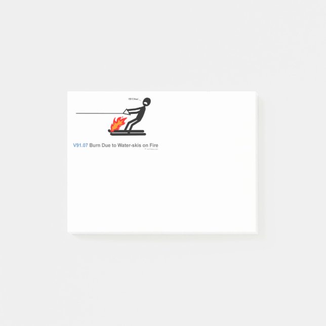 ICD-10: Brännskadan V91.07 vatten-skidar tack vare Post-it Block (Framsida)