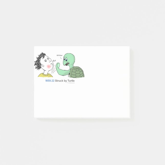 ICD-10: W59.22 som slås av sköldpaddan Post-it Block (Framsida)