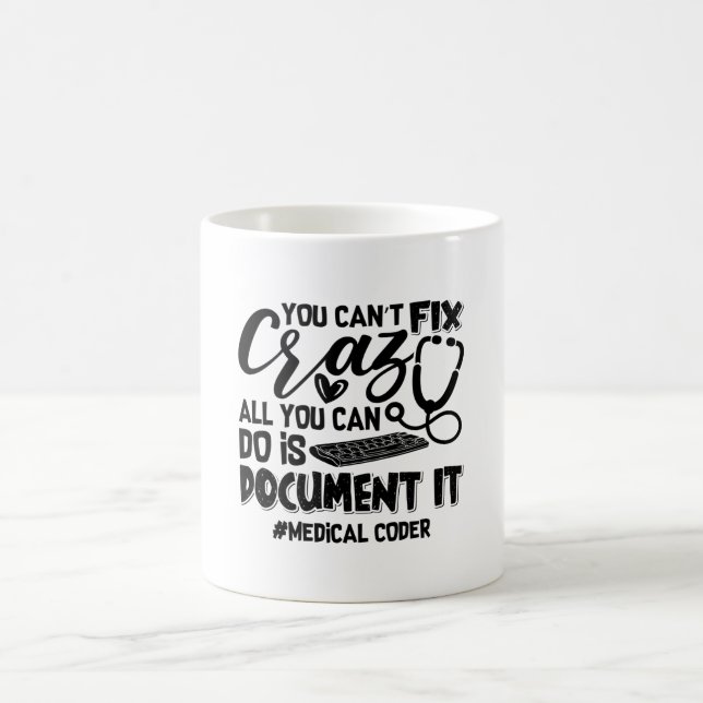 ICD-kodningskoder Du kan inte åtgärda Crazy Gift Kaffemugg (Center)