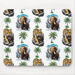 Ice Age Mammoth Sabertooth Tiger Mönster Design Musmatta