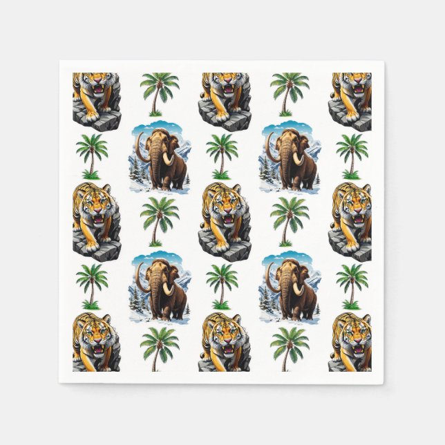 Ice Age Mammoth Sabertooth Tiger Mönster Design Pappersservett (Framsidan)
