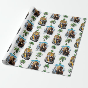 Ice Age Mammoth Sabertooth Tiger Mönster Design Presentpapper