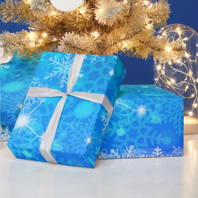 Ice and Snow, blue, white Christmas pattern Presentpapper (Helgdagar)