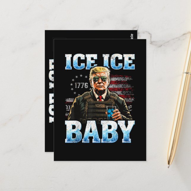 Ice Baby Rolig Trump Vykort (Fram/Back In Situ)
