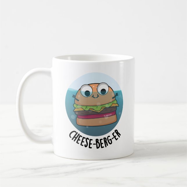Ice-berg Funny Cheeseburger Pun Kaffemugg (Vänster)