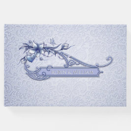 Ice Blue Blommigt Damask Wedding Guest Bok