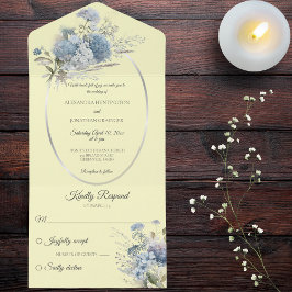 Ice Blue Bohemian Flowers on Blek Gult