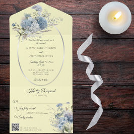 Ice Blue Bohemian Flowers on Blek Gult QR Code