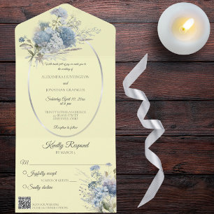 Ice Blue Bohemian Flowers on Blek Gult QR Code