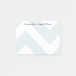 Ice Blue Chevron Rand med eget namn Post-it Block