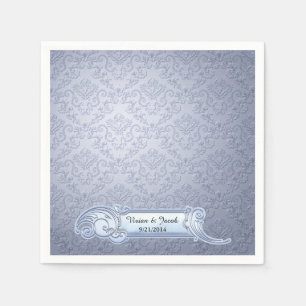 Ice Blue Damask Personligt bröllp Napkins Pappersservett