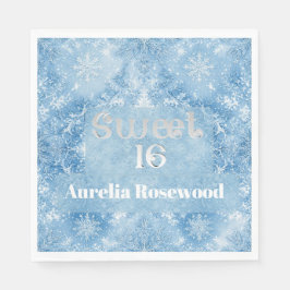 Ice Blue Frost Fairytale Winter Snow Sweet 16 Chic Pappersservett