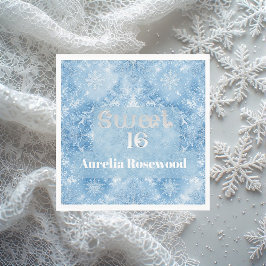 Ice Blue Frost Fairytale Winter Snow Sweet 16 Chic Pappersservett