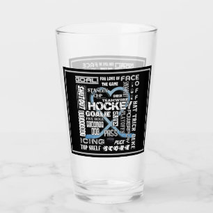 Ice Blue Heart Hockey Ord White Logotyp Glaskopp